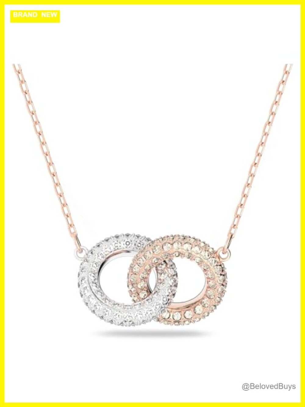 Swarovski Crystal Necklace Rose Gold Plated 14 7/8 Inch Pendant Women